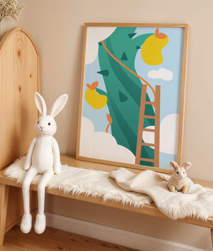 Illustration Of Jack And The Beanstalk With Ladder And Clouds - Mi tienda