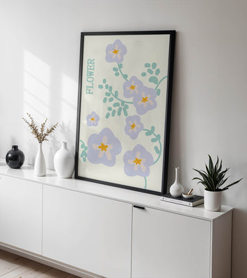 Floral design with pastel flowers and abstract leaves