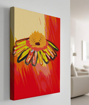 Abstract vibrant flower illustration with bold colors and dynamic strokes