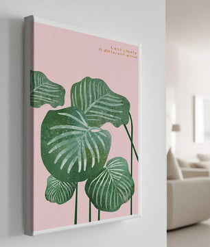 Abstract Botanical Green Leaves On Pink Background - Mi tienda