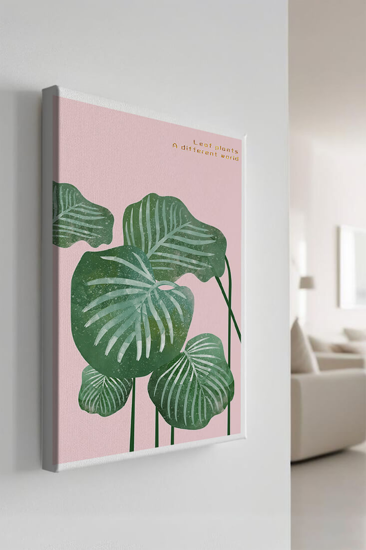 Abstract Botanical Green Leaves On Pink Background - Mi tienda