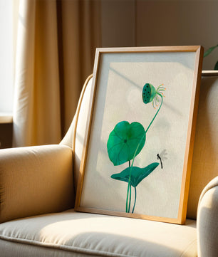 Lotus Flower and Dragonfly with Watercolor Effect - Mi tienda