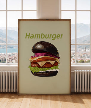 Delicious hamburger illustration with vibrant ingredients