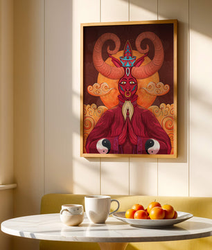 Mythical creature artwork with intricate patterns and symbolism