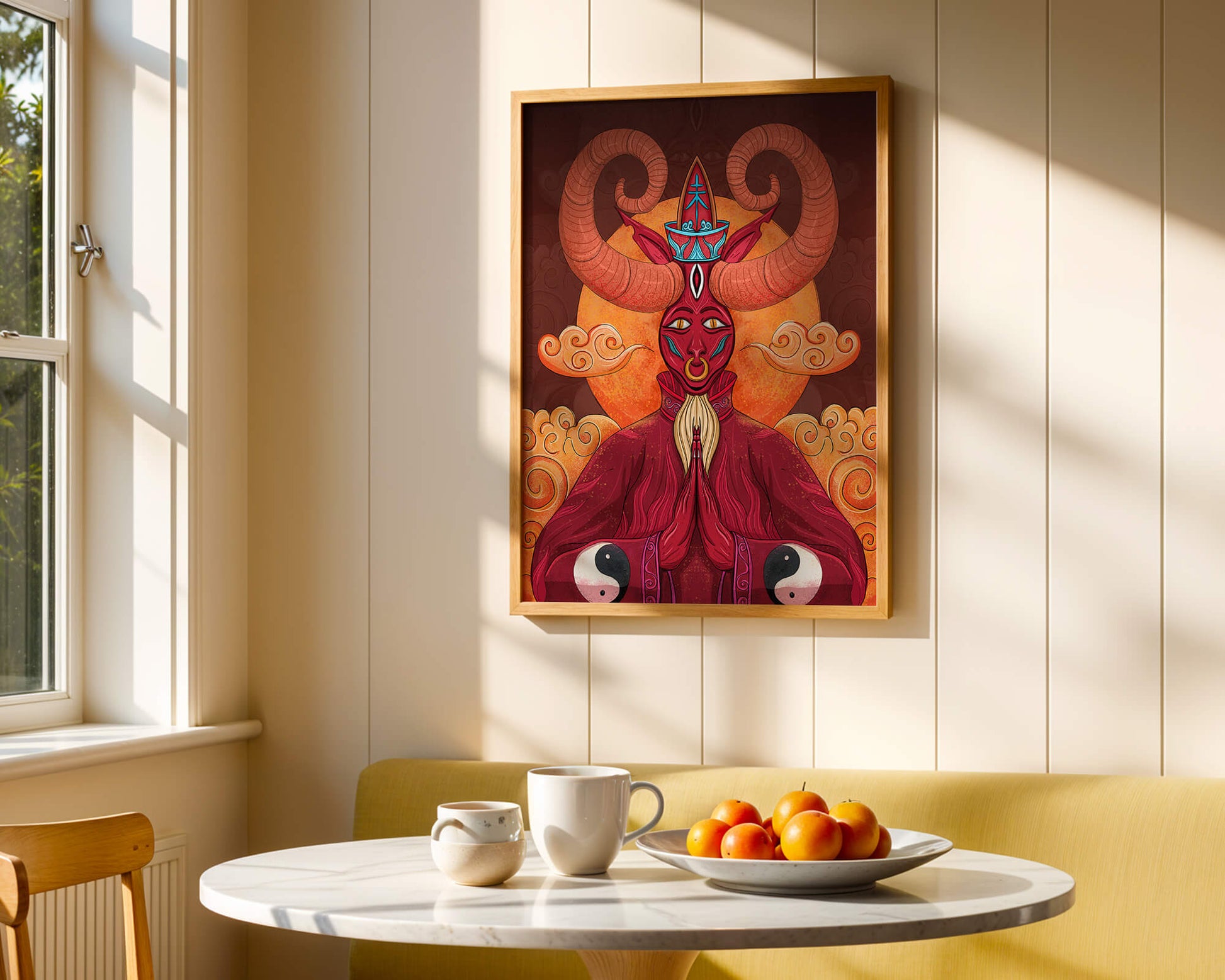 Mythical creature artwork with intricate patterns and symbolism