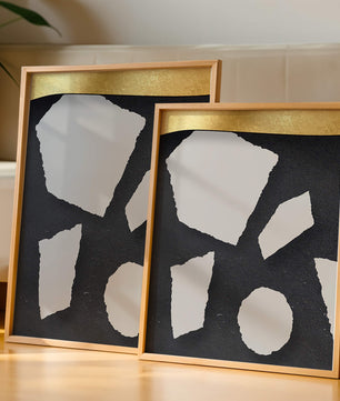Abstract geometric design with golden accents and stone texture