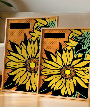 Colorful sunflower illustration with bold lines and dots
