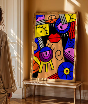 Abstract Geometric Pop Art with Bright Colors and Shapes - Mi tienda