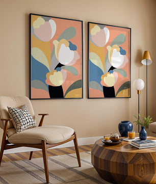 Colorful abstract shapes with soft pastel tones