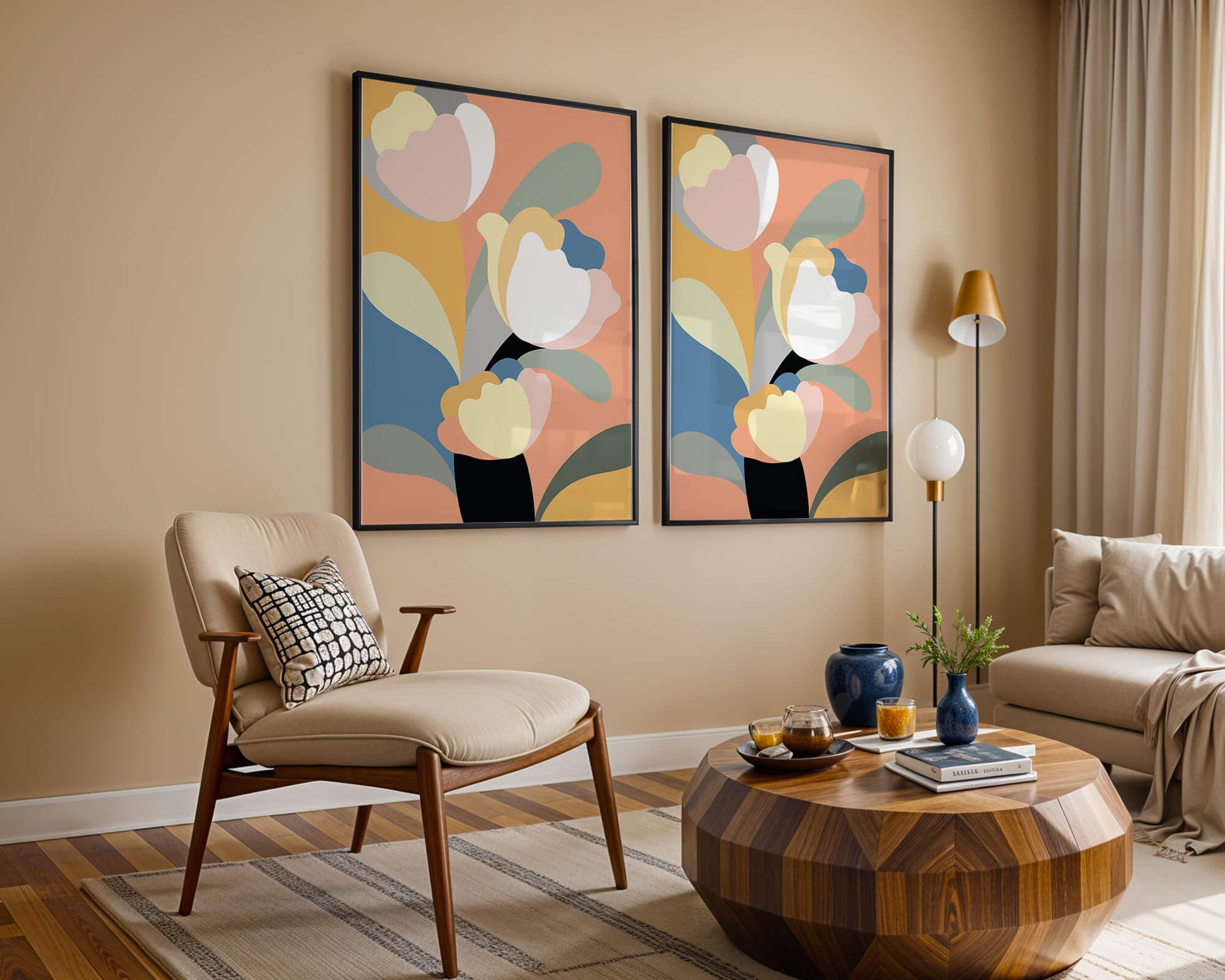 Colorful abstract shapes with soft pastel tones