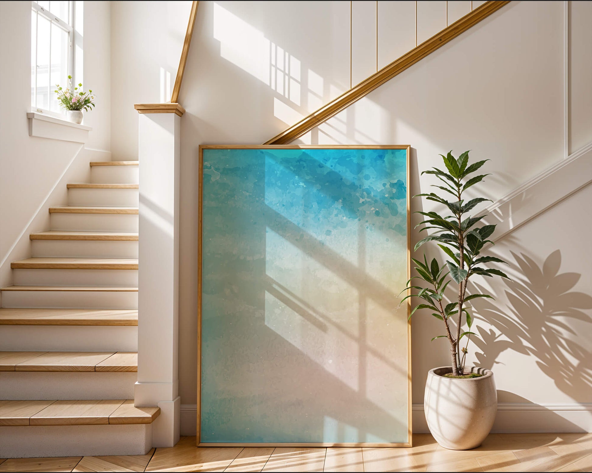 Pastel watercolor background with blue and beige gradient