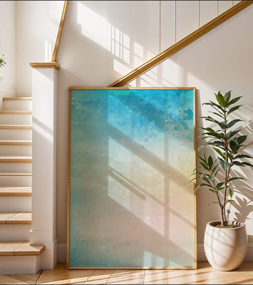Pastel watercolor background with blue and beige gradient
