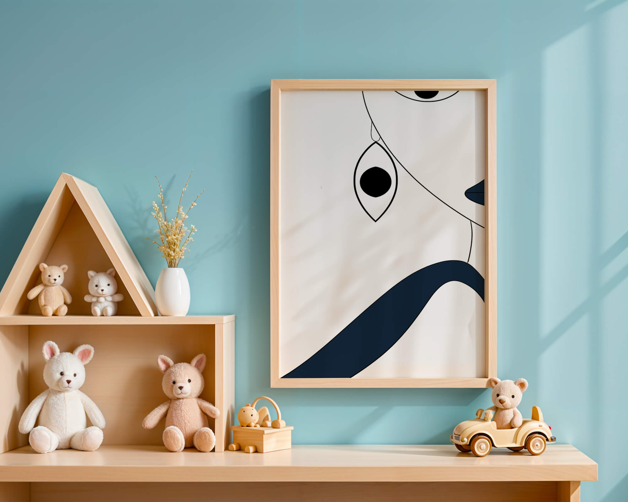Abstract Minimalist Art with Geometric Shapes and Earring Detail - Mi tienda