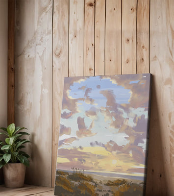 Serene landscape with morning sky and open fields