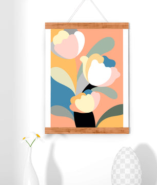 Colorful abstract shapes with soft pastel tones