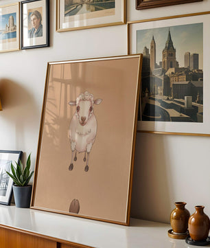 Illustration of an adorable sheep on a textured background