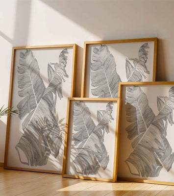 Monochrome Abstract Illustration of Overlapping Leaves