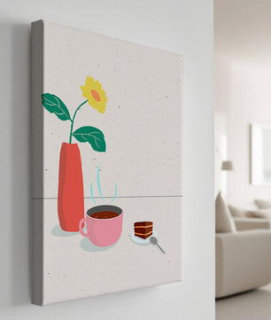 Cozy Breakfast with Coffee, Cake, and Sunflower in Vase - Mi tienda