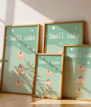 Charming illustration of small cakes with cherries