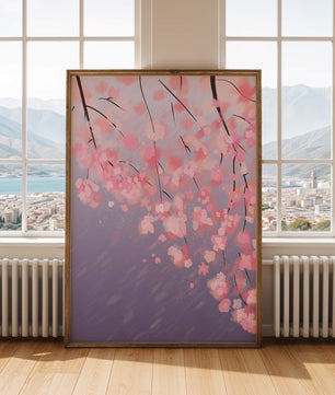 Beautiful cherry blossoms with artistic watercolor effect