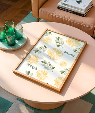 Motif avec des tranches d’orange et des feuilles vertes