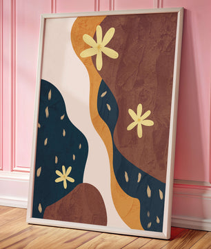Abstract Floral Composition with Bold Colors and Textures
