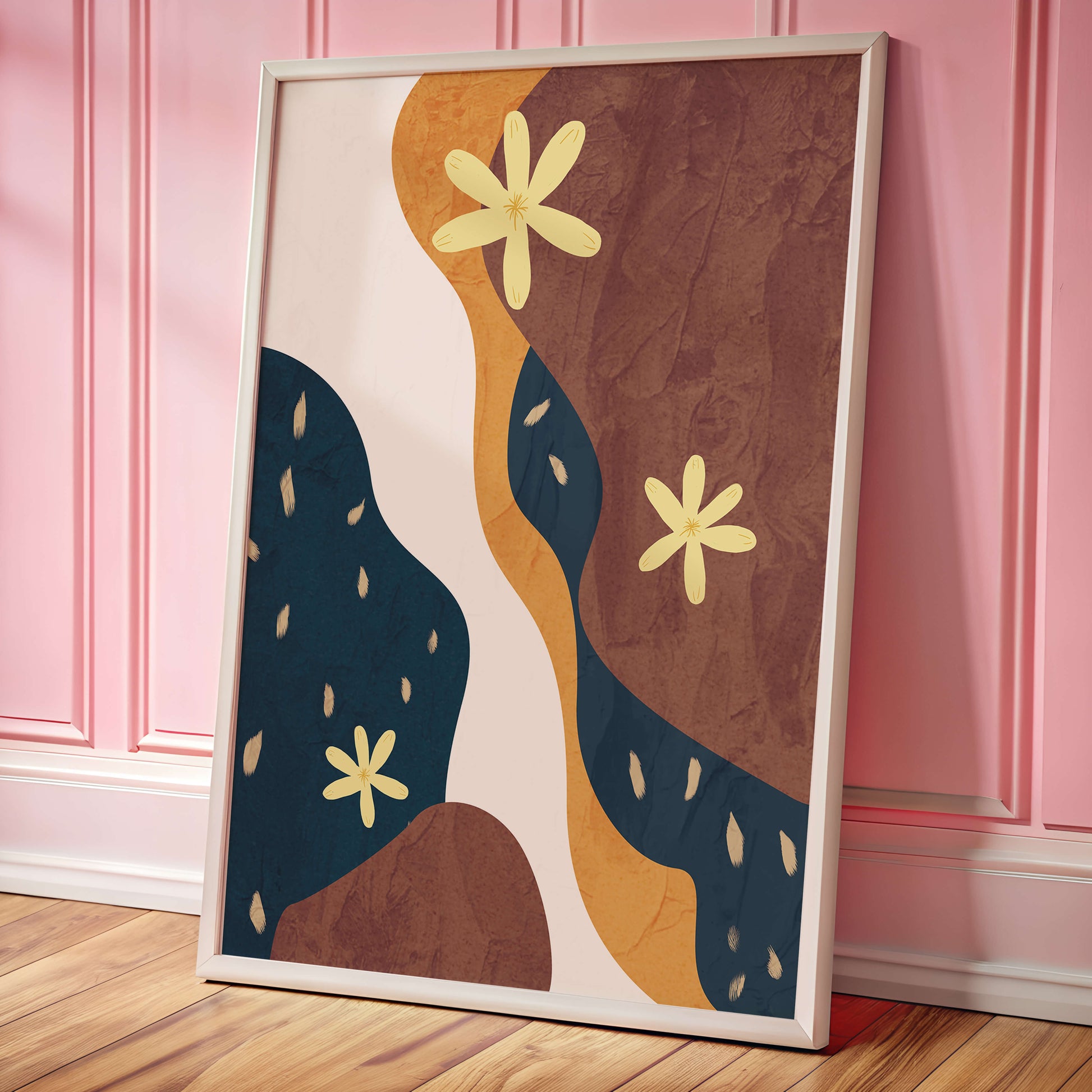 Abstract Floral Composition with Bold Colors and Textures