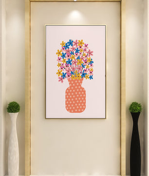 Colorful flower bouquet in a star-patterned vase