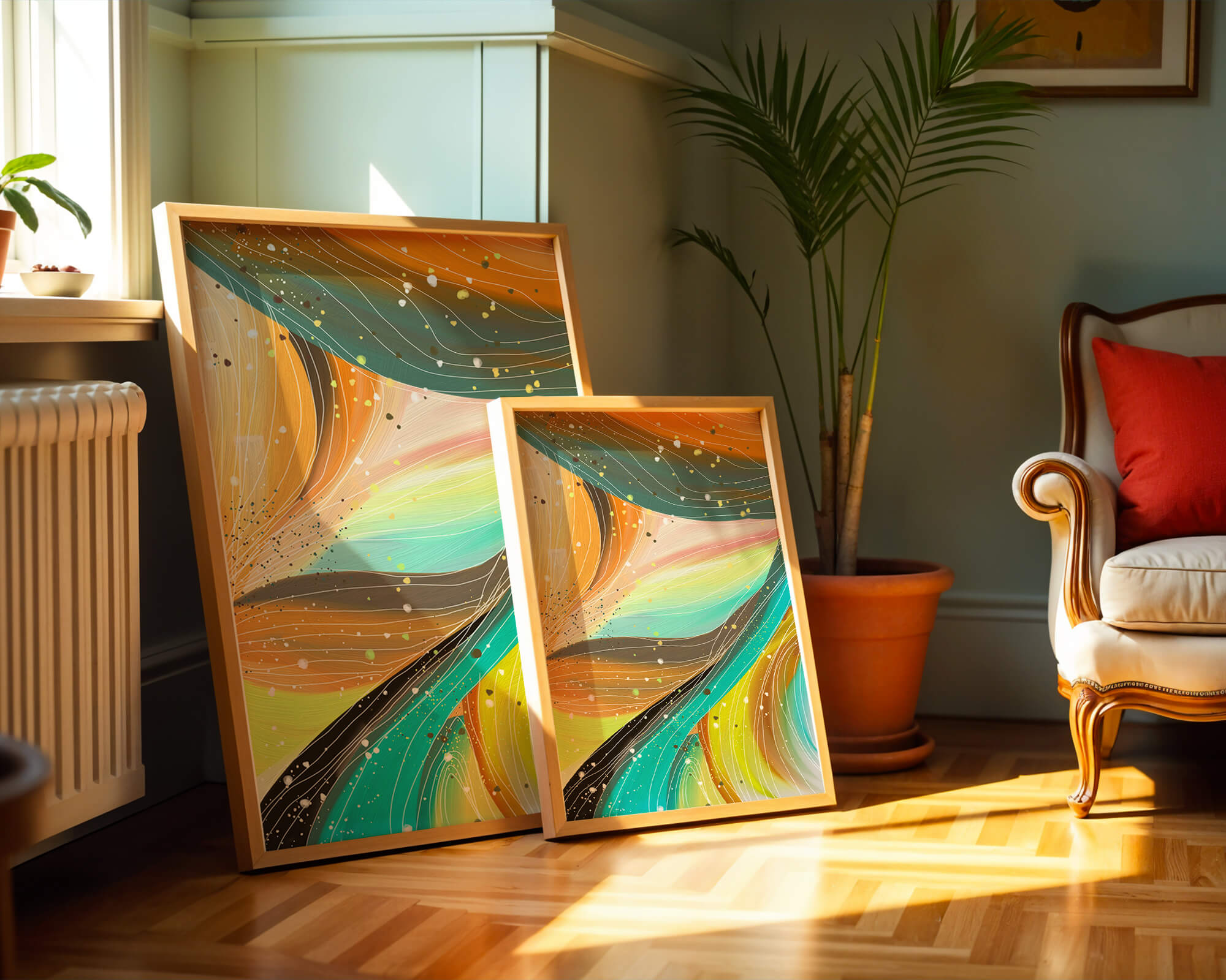 Abstract swirl of vibrant colors with dynamic lines