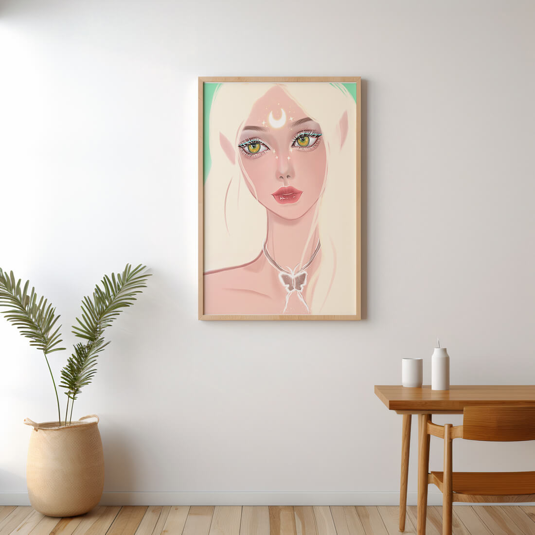 Enchanted portrait of ethereal elf girl with glowing elements