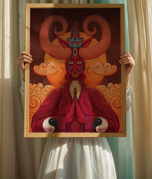 Mythical creature artwork with intricate patterns and symbolism