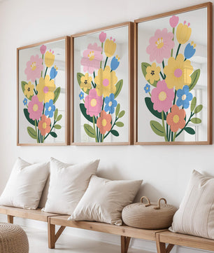 Ramo ilustrado de flores coloridas