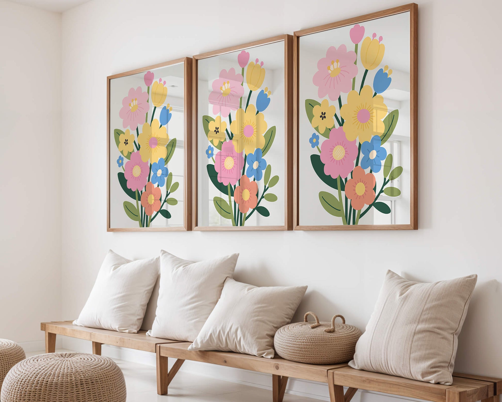 Ramo ilustrado de flores coloridas