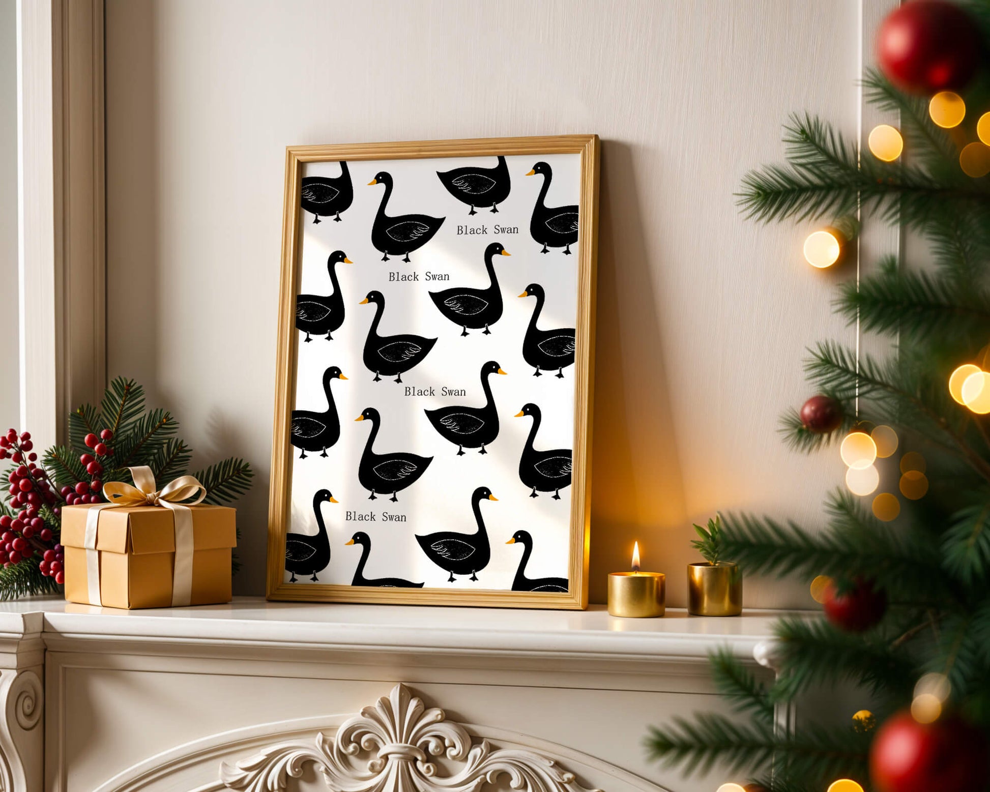 Seamless bird pattern with minimalist design and bold accents