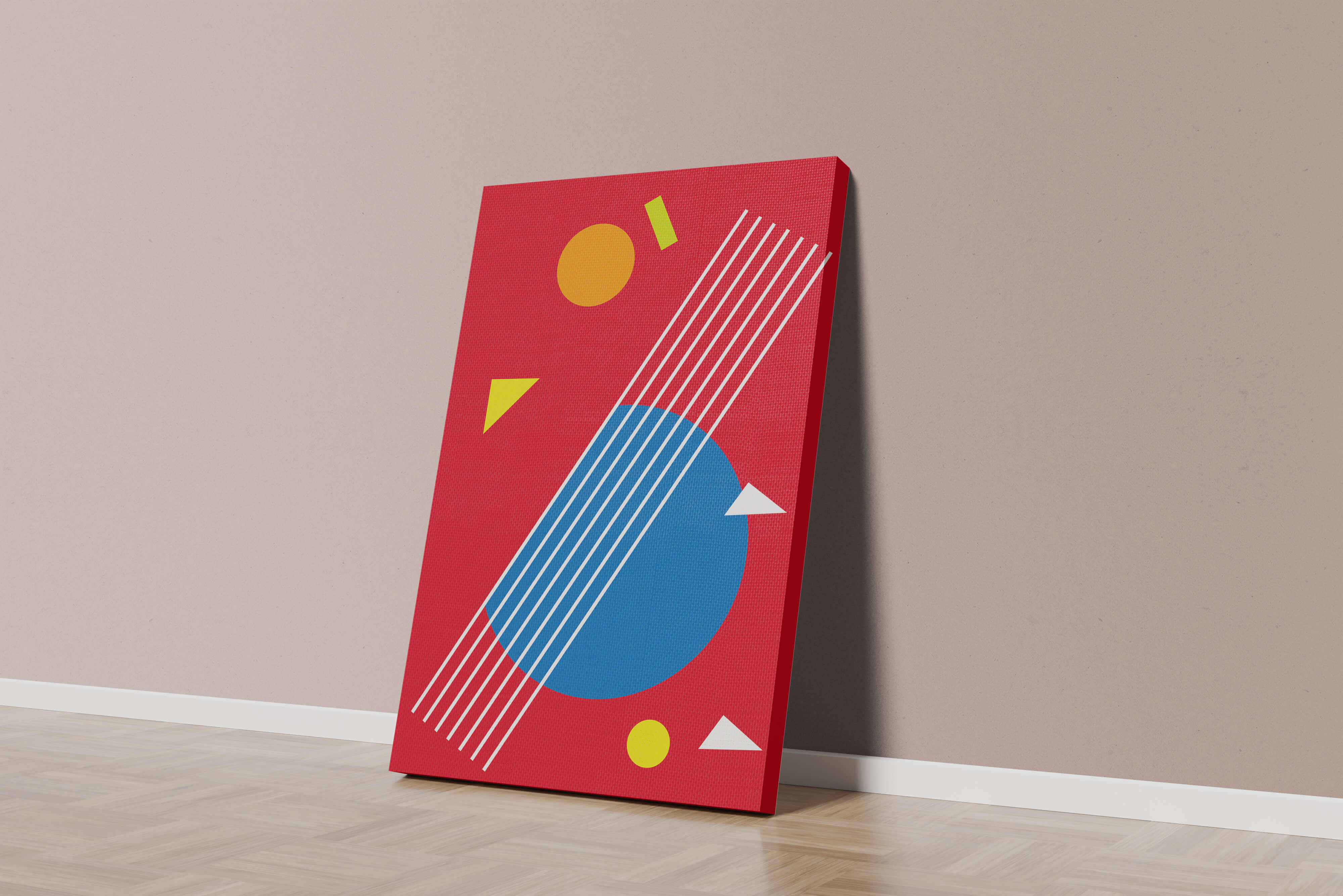 Abstract geometric shapes with bold colors and lines
