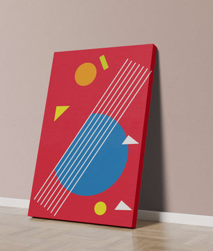 Formas geométricas abstractas con colores y líneas audaces