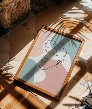 Abstract Line Art Face On Pastel Background - Mi tienda
