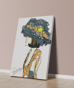 Portrait of a Fashionable Woman with a Large Hat and Gold Accents