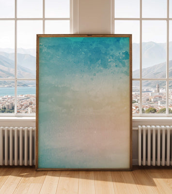 Pastel watercolor background with blue and beige gradient