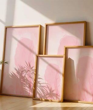 Silueta abstracta rosa sutil con elementos florales