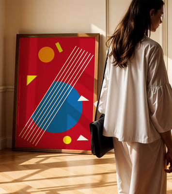 Abstract geometric shapes with bold colors and lines