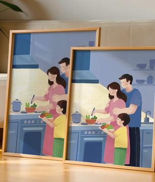 Family Cooking Together in a Modern Kitchen