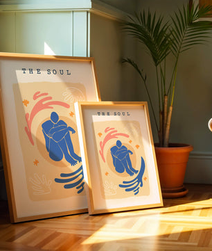 Contemplative Abstract Human Figure with Vibrant Colors and Bold Lines - Mi tienda