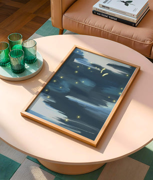 Ciel nocturne abstrait avec lucioles lumineuses