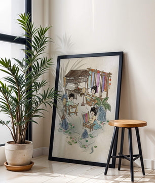 Charmante illustration des arts textiles traditionnels dans un cadre serein