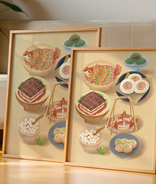 Illustration colorée de la cuisine chinoise avec divers plats