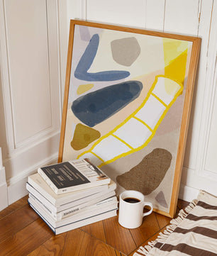 Abstract Design with Geometric Shapes in Earthy Tones and Gold Accents - Mi tienda