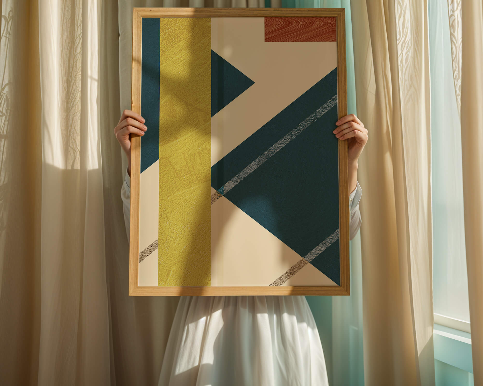 Contemporary abstract geometric art with vibrant colors