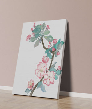 Elegante ilustración floral en acuarela con flor de cerezo.