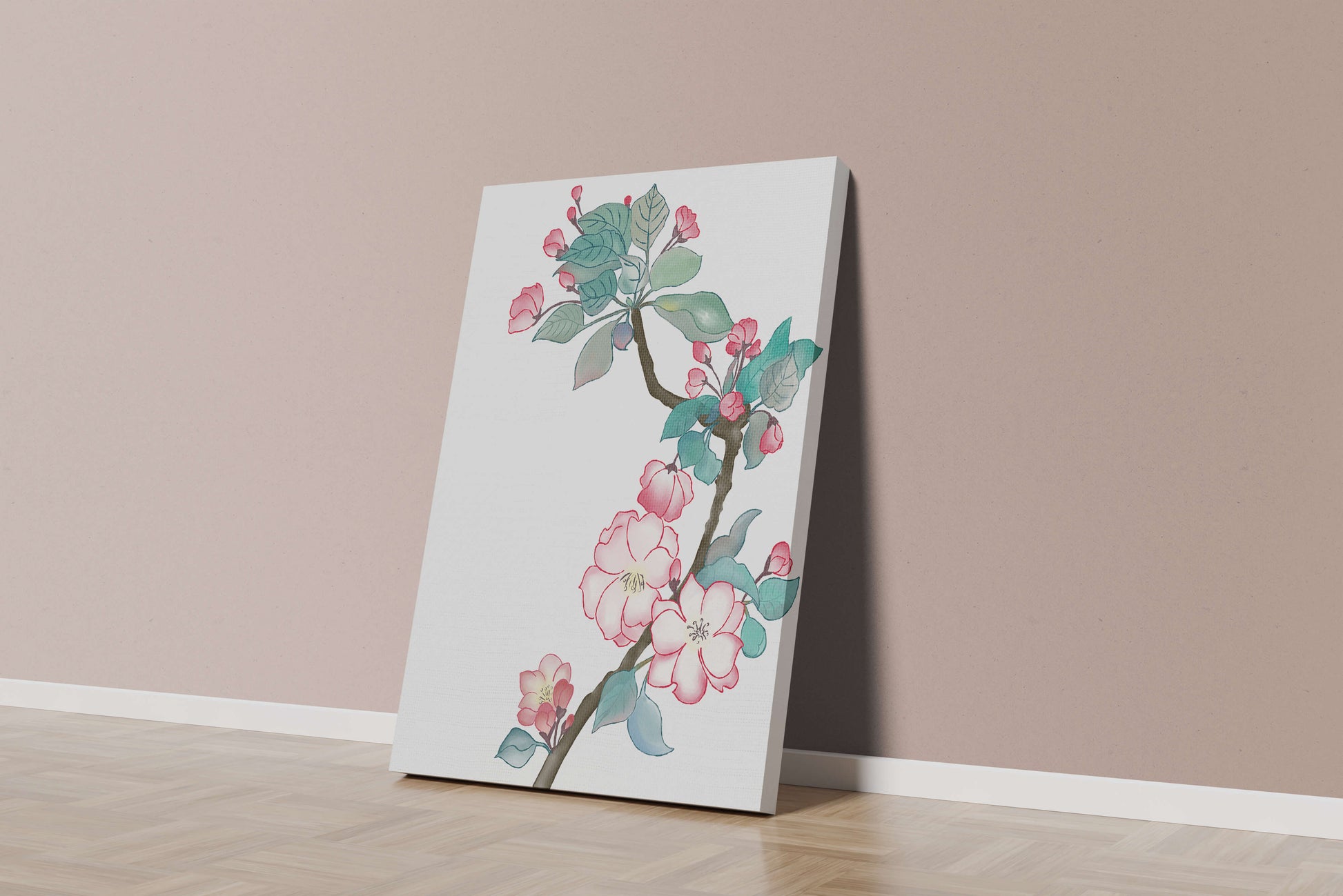 Elegant floral watercolor illustration with cherry blossom